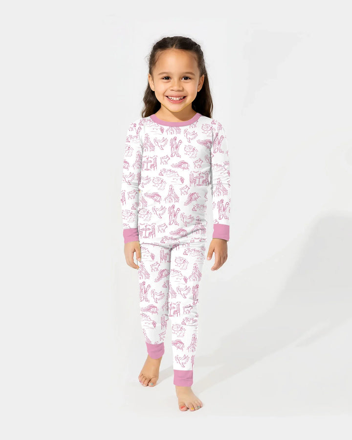Zweiteiliges Langarm-Pyjama-Set mit Sommerfrüchten