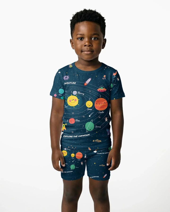 Schlafanzug-Set zweiteilig, kurze Ärmel, kurze Hose, Bambus