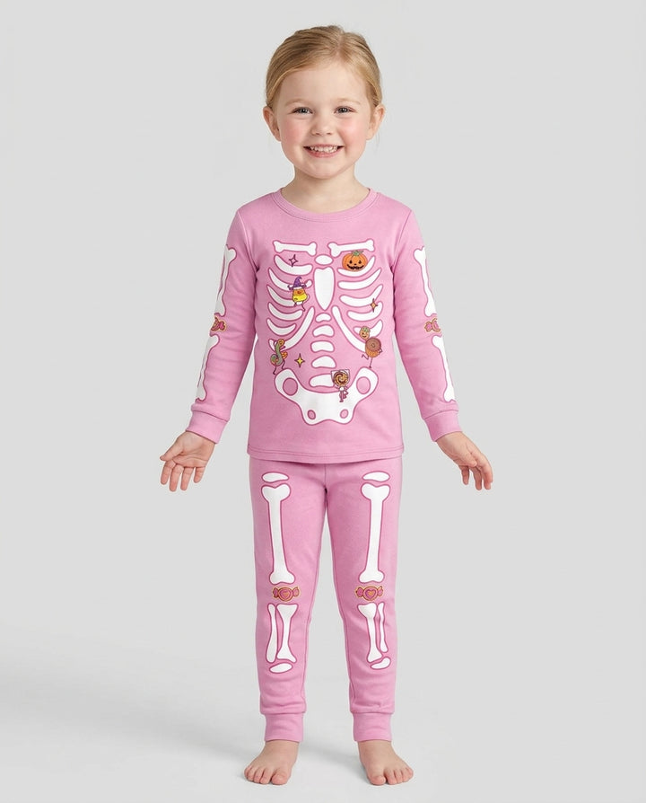 Halloween Skeleton Candy Bamboo Two Piece Long Sleeve Pajama Set