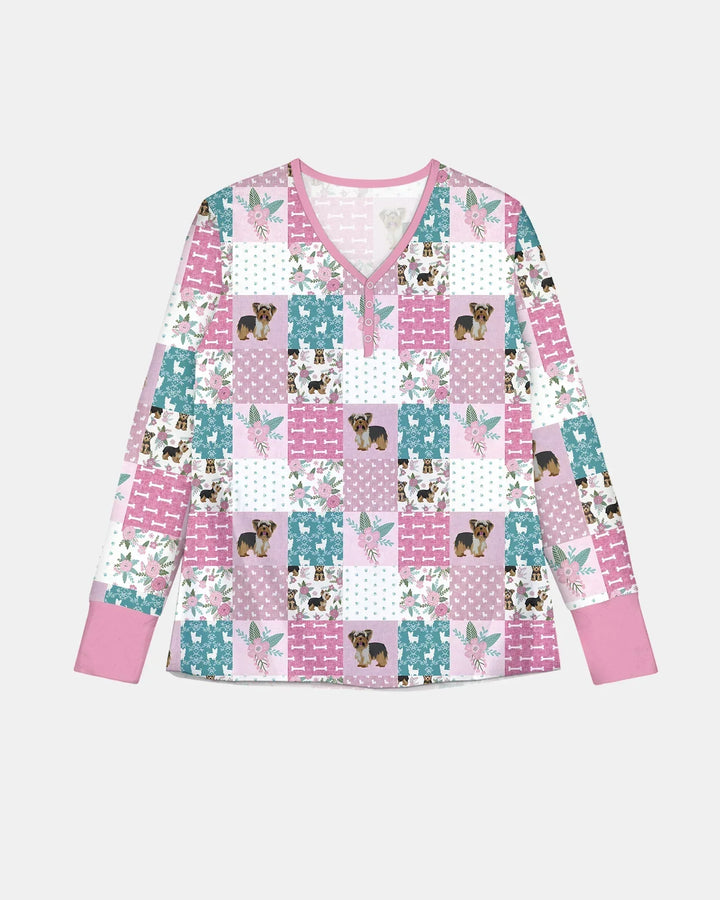 Blumen-Yorkie-Grace-Bambus-Damen-Pyjama-Set