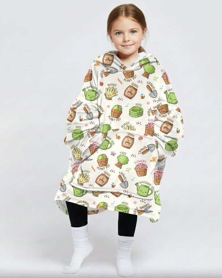 Kawaii Garden Crew Tragbarer Bambus-Deckenhoodie