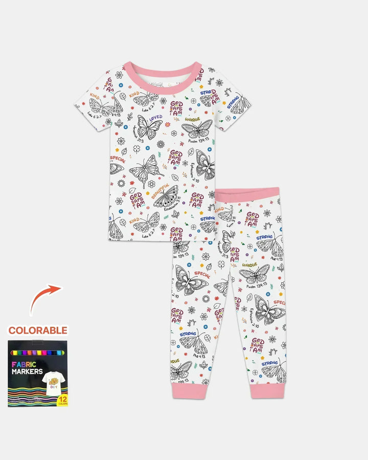 Zweiteiliges, kurzärmliges Pyjama-Set mit Marienkäfern