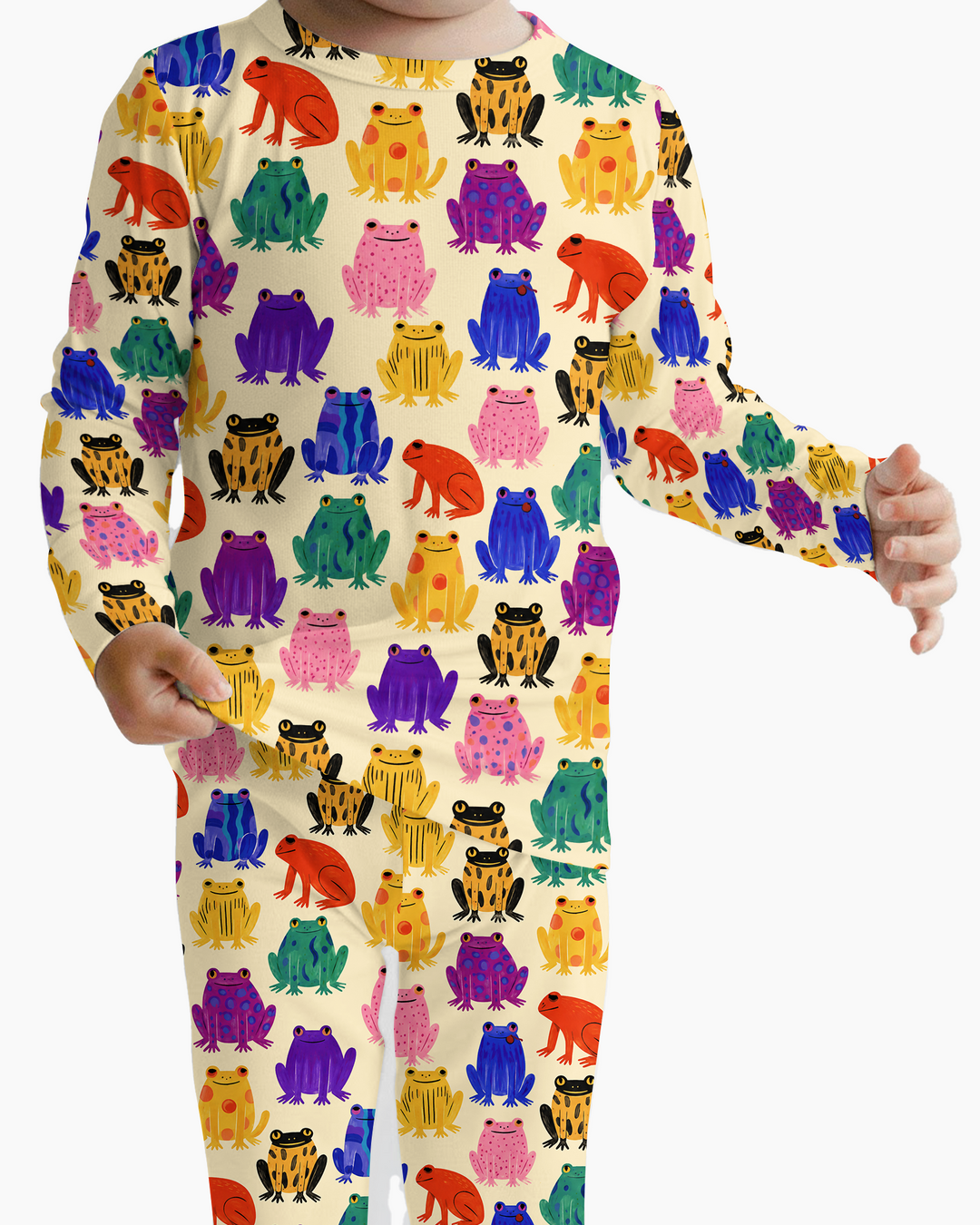 Rainbow Frog Parade Bamboo Two Piece Long Sleeve Pajama Set