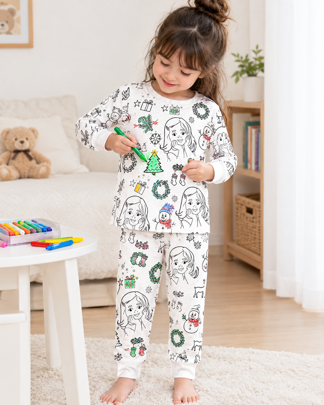 Weihnachtsbrauch Foto Ausmalbarer zweiteiliger Pyjama aus Bambus