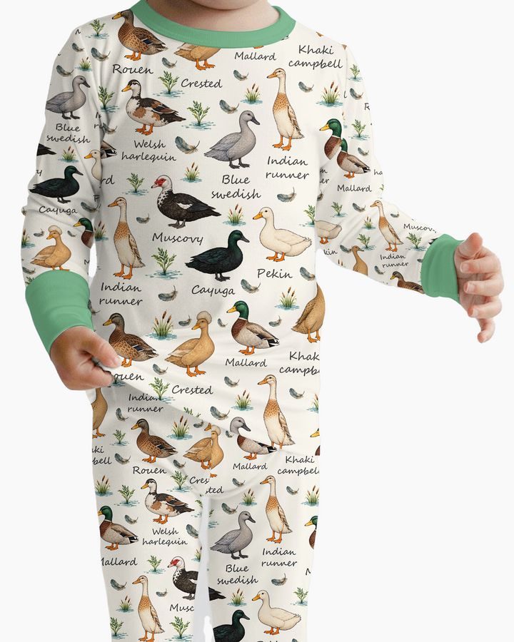 Farm Duck Species Bamboo Two Piece Long Sleeve Pajama Set