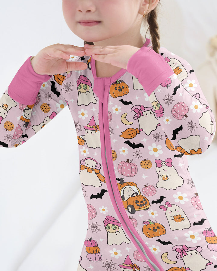 Pink Boo Patch Bamboo Convertible Zippy