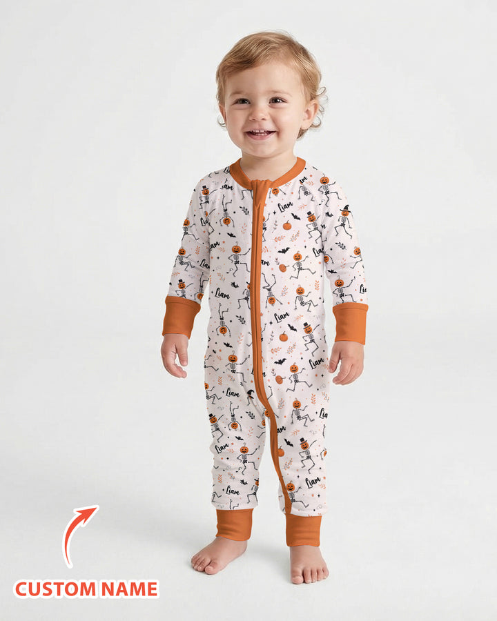 Dancing Pumpkin Skeleton Halloween Bamboo Convertible Zippy