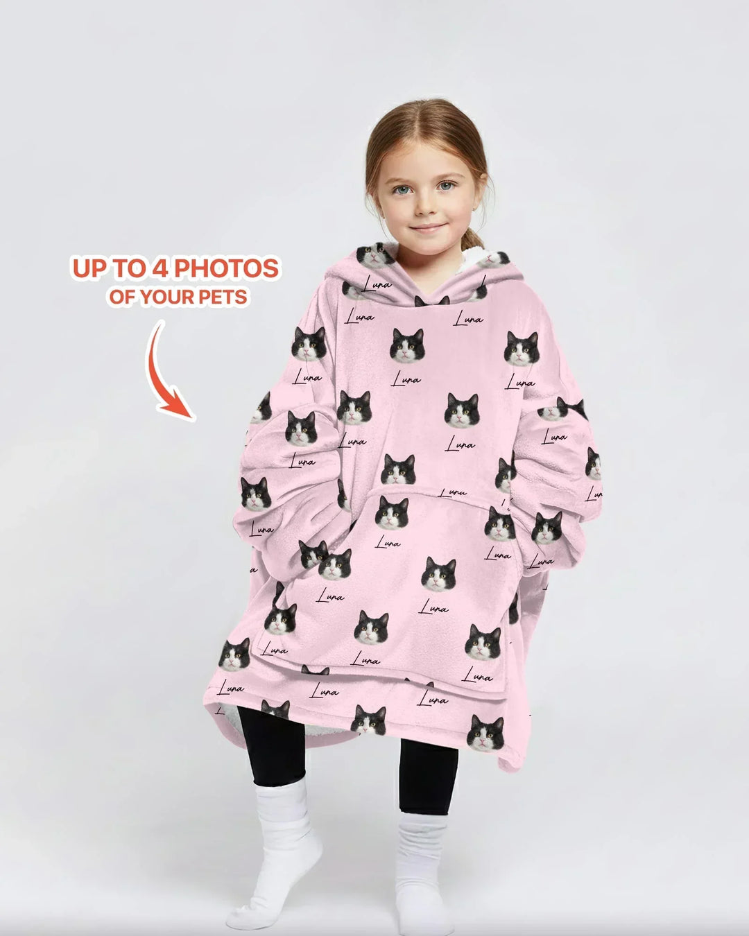Bambus-Deckenhoodie mit Wunschnamen und Haustierfotos