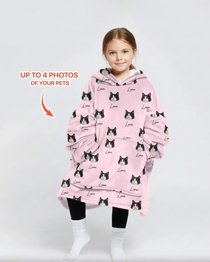 Bambus-Deckenhoodie mit Wunschnamen und Haustierfotos