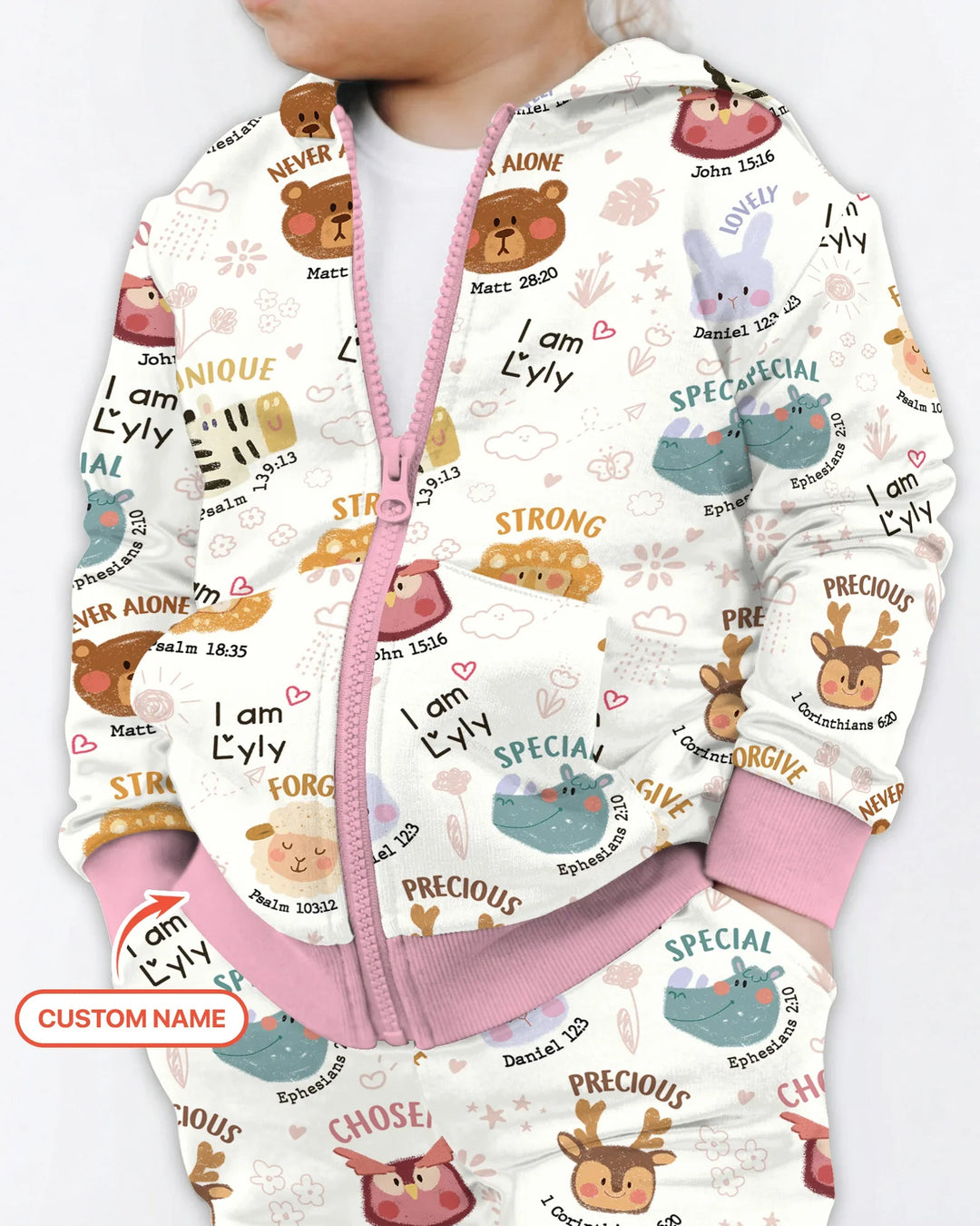 God’s Little Zoo Personalisierter Kapuzenpullover aus Bambus mit Reißverschluss