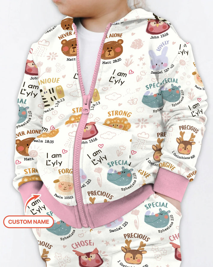 God’s Little Zoo Personalisierter Kapuzenpullover aus Bambus mit Reißverschluss