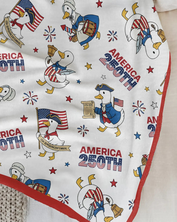 Patriotic Goose Celebrating 250 Years Bamboo Blanket
