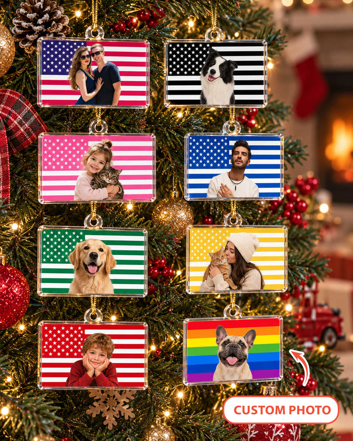 Custom Photo Flag Acrylic Ornament