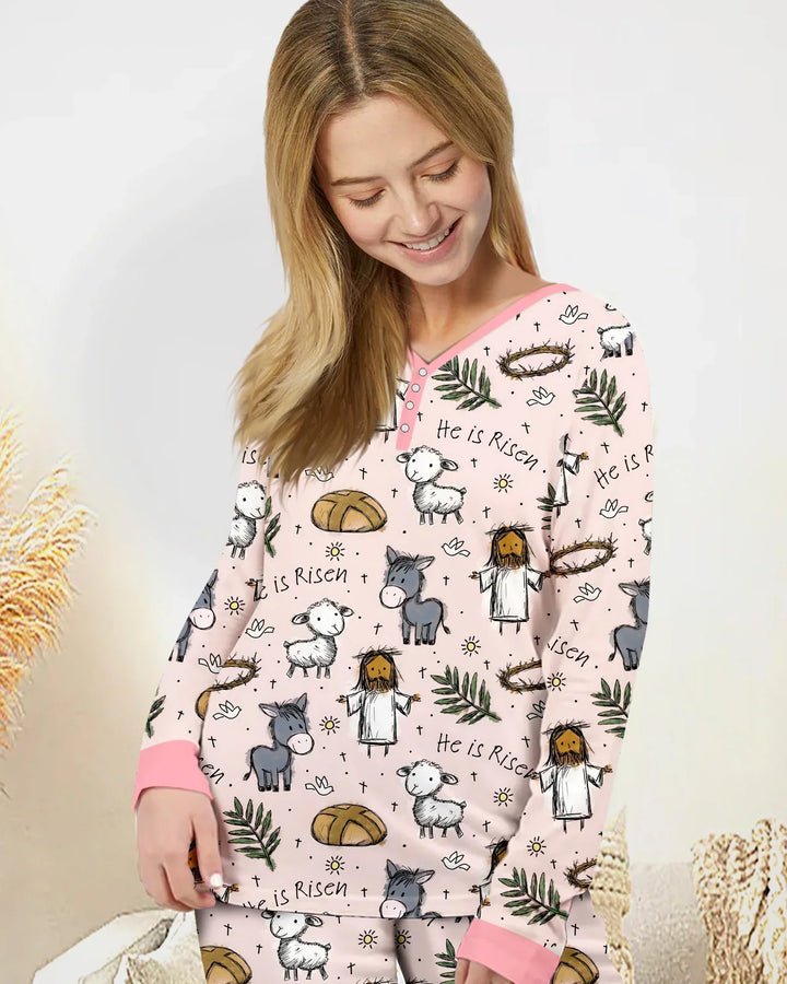 He Is Risen Easter Family Matching Bamboo Women Pajama Set