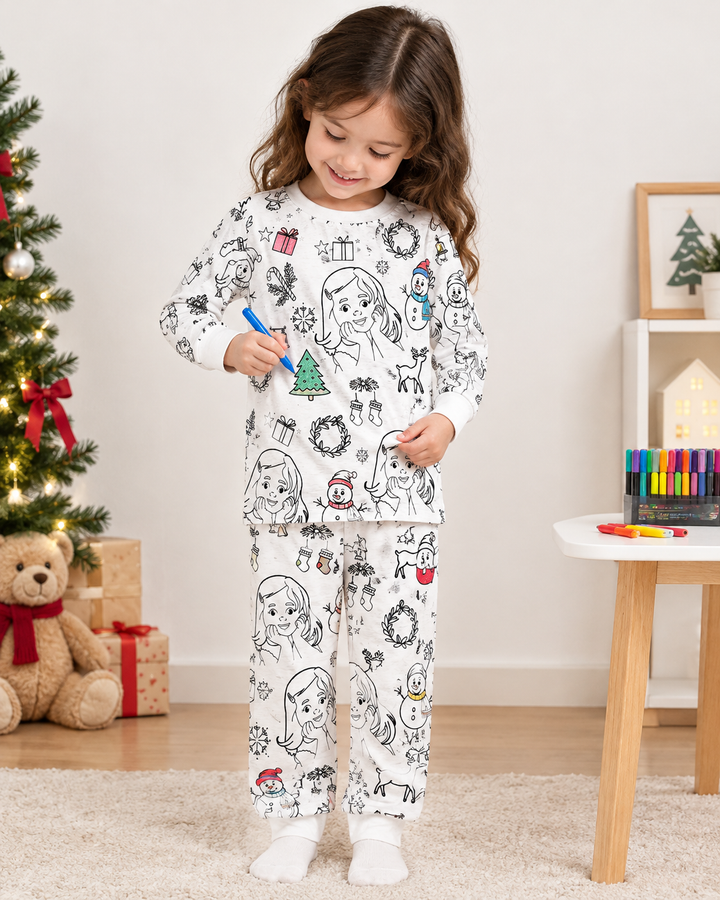 Weihnachtsbrauch Foto Ausmalbarer zweiteiliger Pyjama aus Bambus