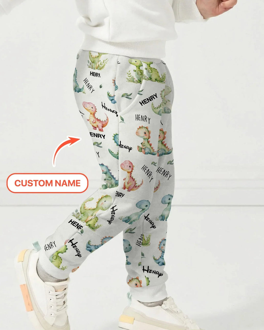 Dinosaur Custom Name Bamboo Jogger