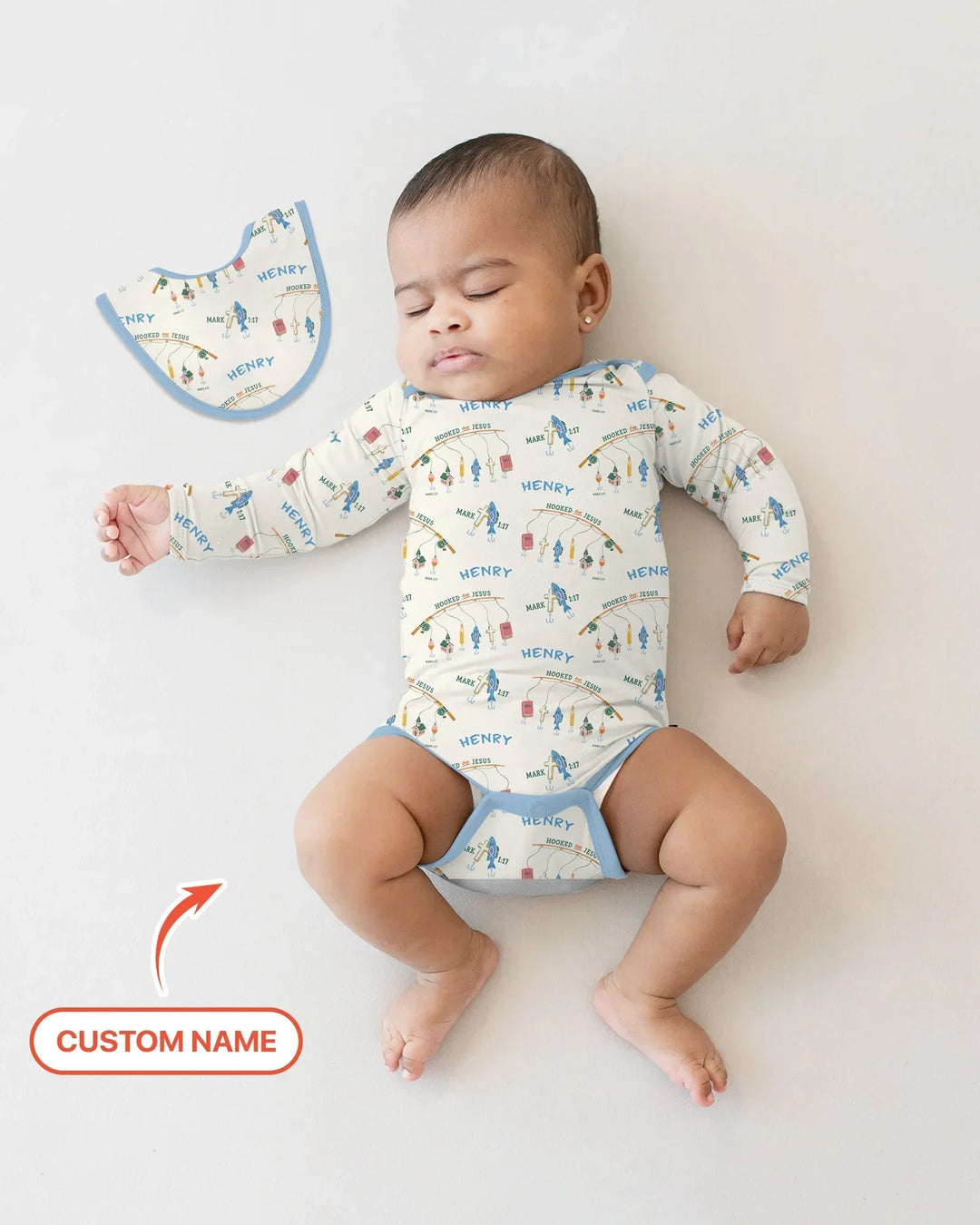 Hooked On Jesus Fishing Matching Bamboo Bodysuit