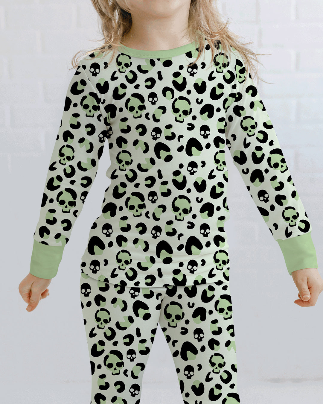 Leopard Skull Bamboo Two Piece Long Sleeve Pajama Set