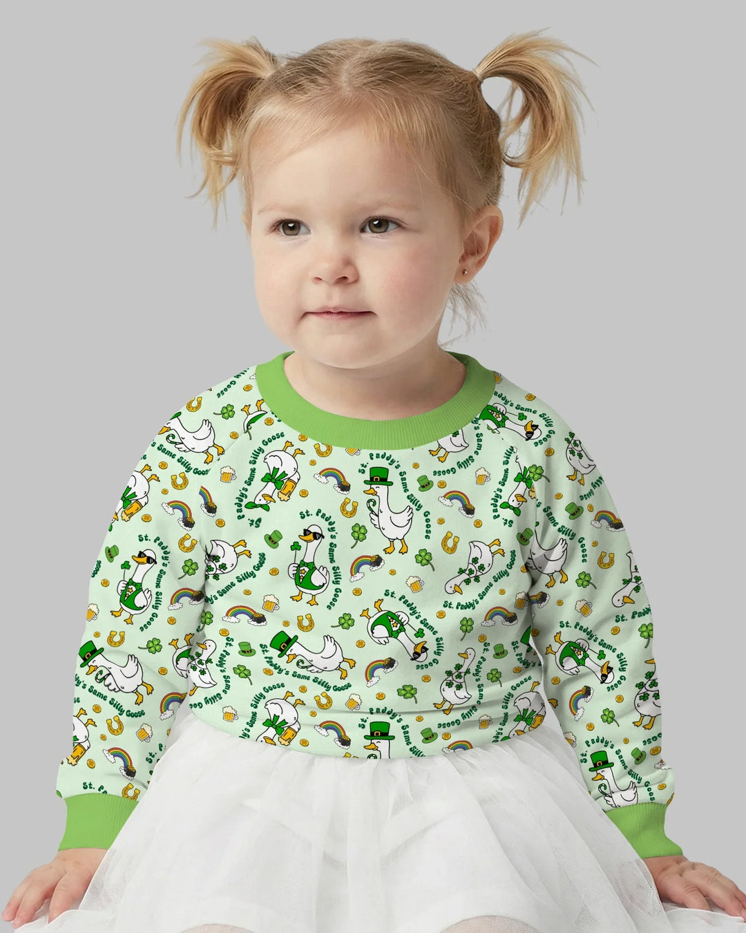 St. Patrick's Day Alberne Gans Bambus Rundhals-Sweatshirt