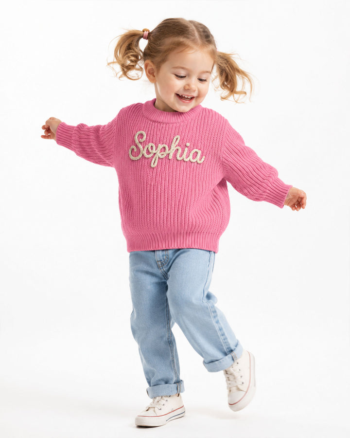 Embroidered Baby Name Bamboo Knit Sweater Bubble