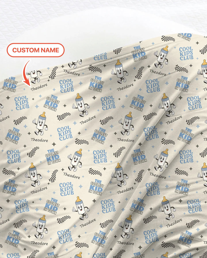 Custom Name Cool Club Daddy & Me Matching swaddle blanket