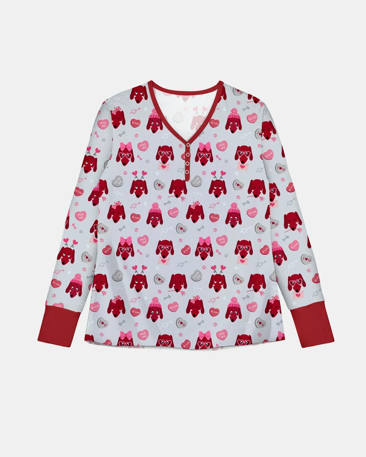 Dachshund Is My Valentine Schlafanzug-Set aus Bambus für Damen