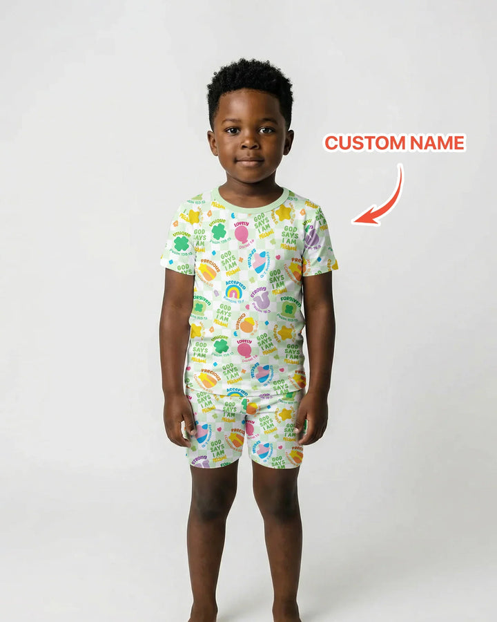 Zweiteiliges Pyjama-Set mit kurzen Ärmeln und Shorts im Sommer-Design