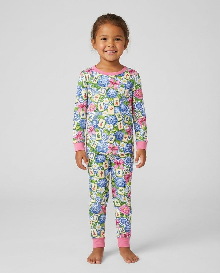 Mahjong in Bloom Bamboo Two Piece Long Sleeve Pajama Set