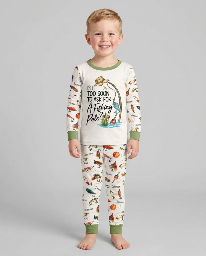 Custom Name Is It Too Soon to Ask for a Fishing Pole Bamboo Two Piece Long Sleeve Pajama Set