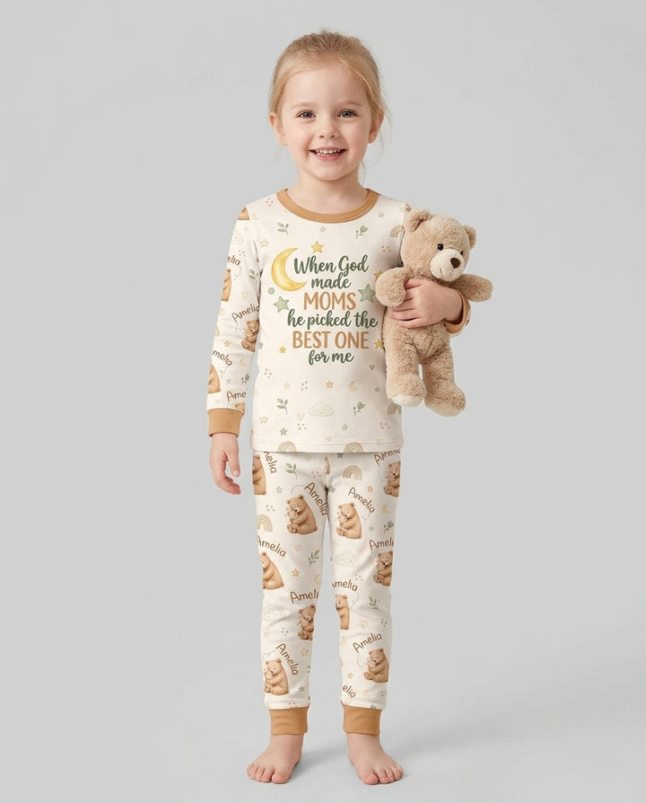 When God Made Moms Bamboo Two Piece Long Sleeve Pajama Set