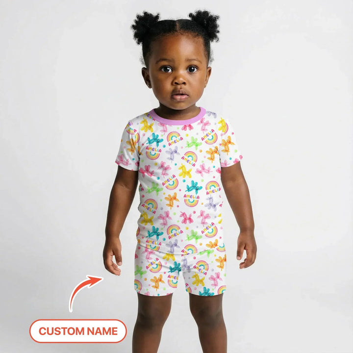 Zweiteiliges Pyjama-Set mit kurzen Ärmeln und Shorts im Sommer-Design
