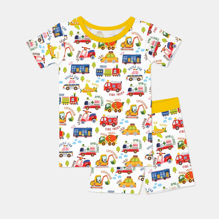 Template Zweiteiliges Pyjama-Set mit kurzen Ärmeln und Shorts