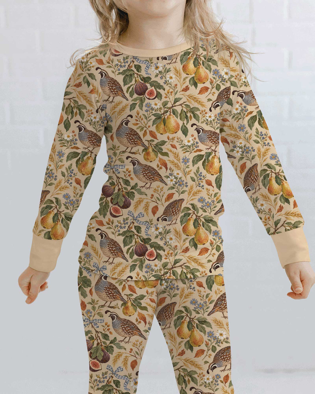 Quail & Pears Bamboo Two Piece Long Sleeve Pajama Set