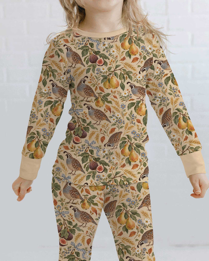 Quail & Pears Bamboo Two Piece Long Sleeve Pajama Set
