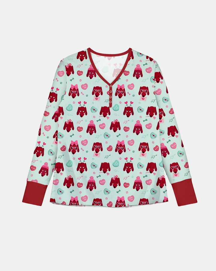 Dachshund Is My Valentine Schlafanzug-Set aus Bambus für Damen