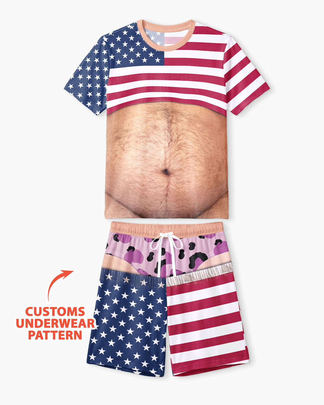 Funny Patriotic Bamboo Men Short Sleeve Short Pajama Set
