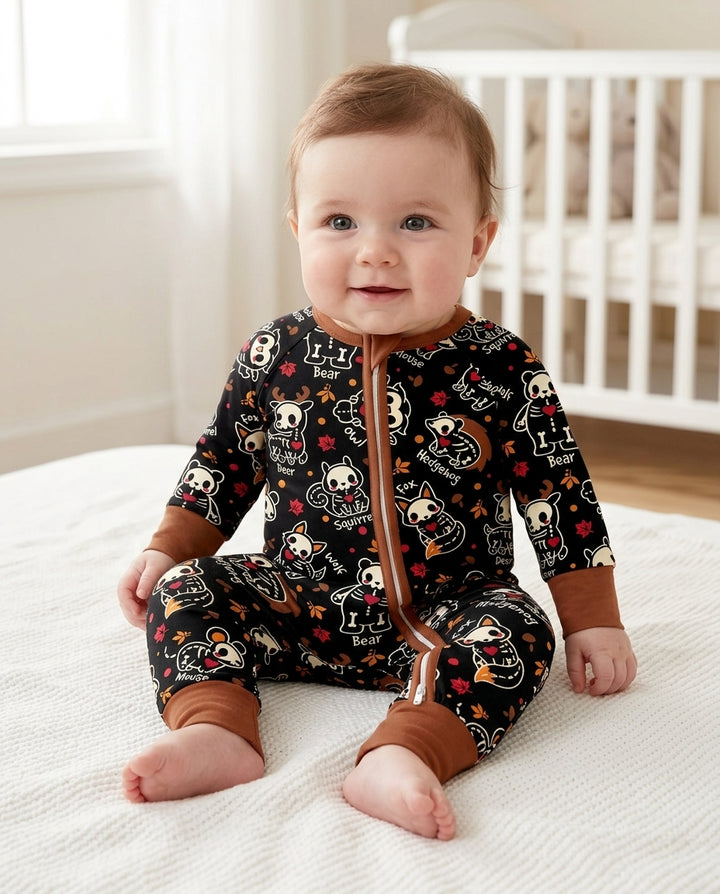 Kawaii Skeleton Woodland Animals Bamboo Convertible Zippy