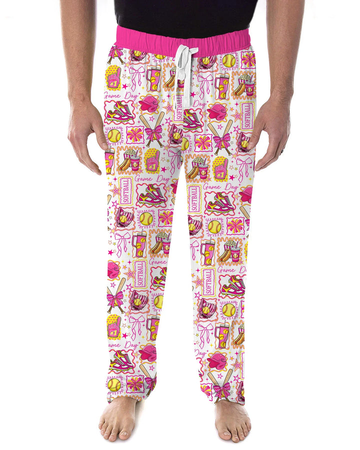 Pink Softball Game Day Bamboo Men's Pajama Set