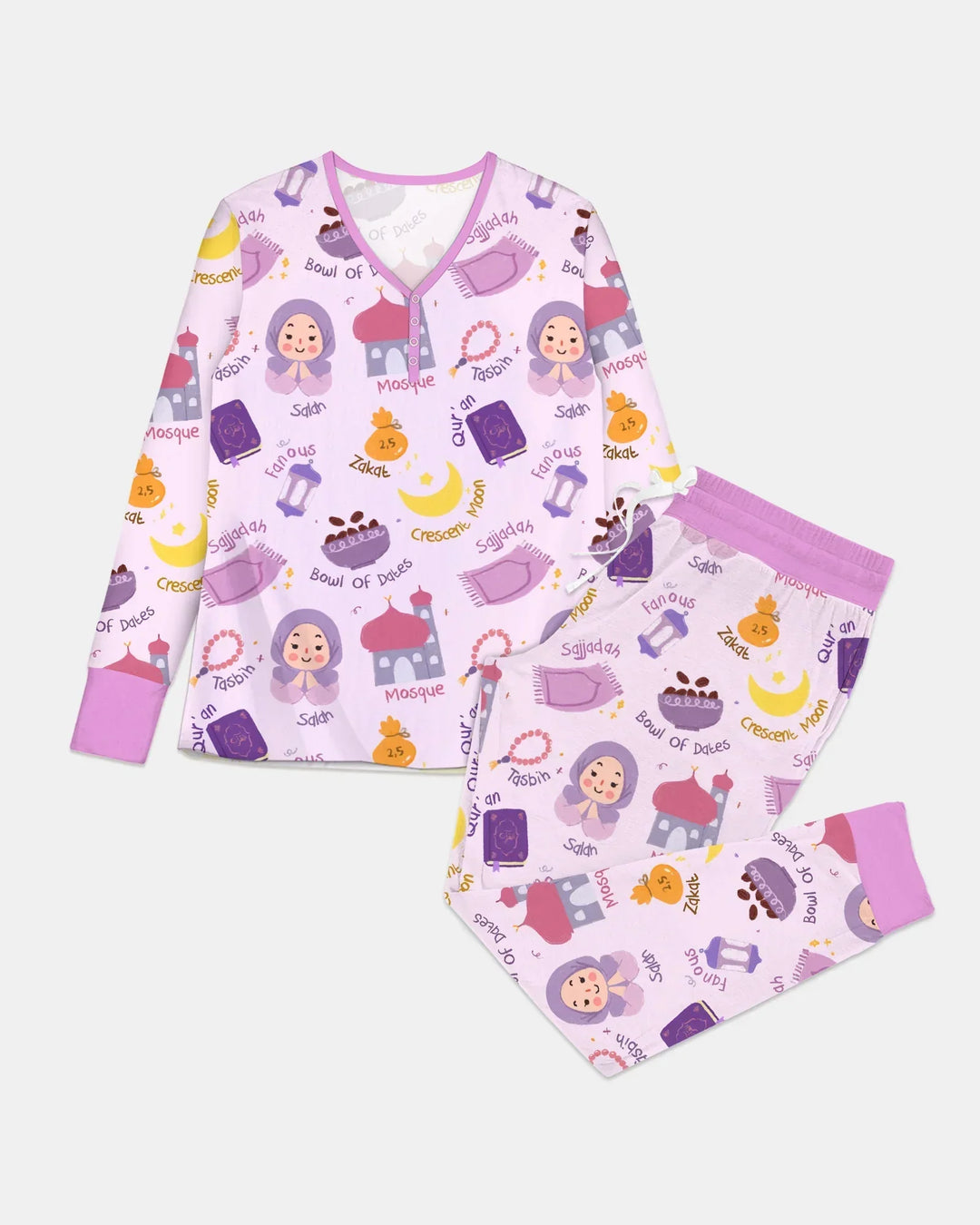Frohes Ramadhan Schlafanzug-Set für Damen aus Bambus