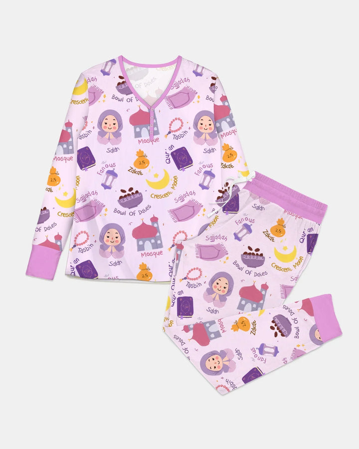 Frohes Ramadhan Schlafanzug-Set für Damen aus Bambus