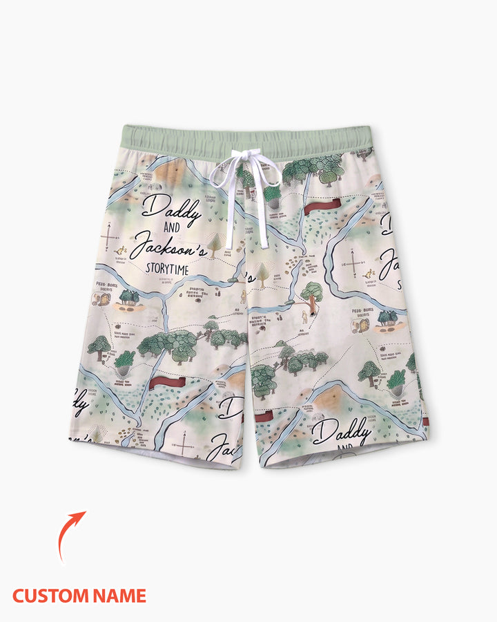 Mommy Daddy And Me Bedtime Story Family Matching Bamboo Men Short Sleeve Short Pajama Set