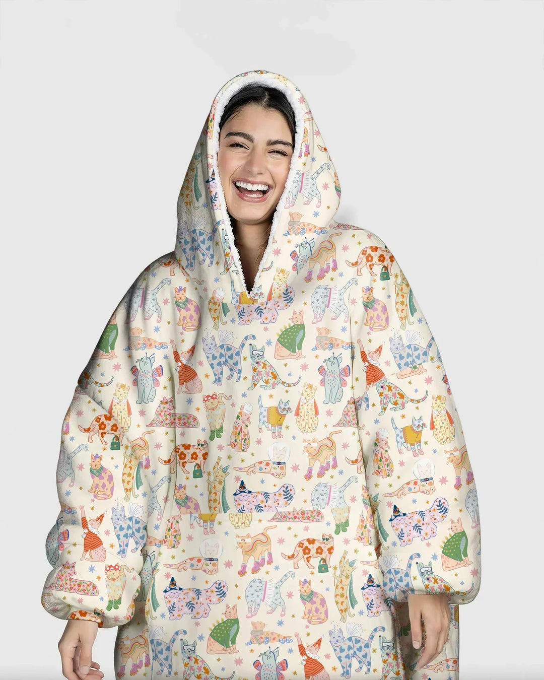Verspielte Katzenparade Bambus-Decken-Hoodie