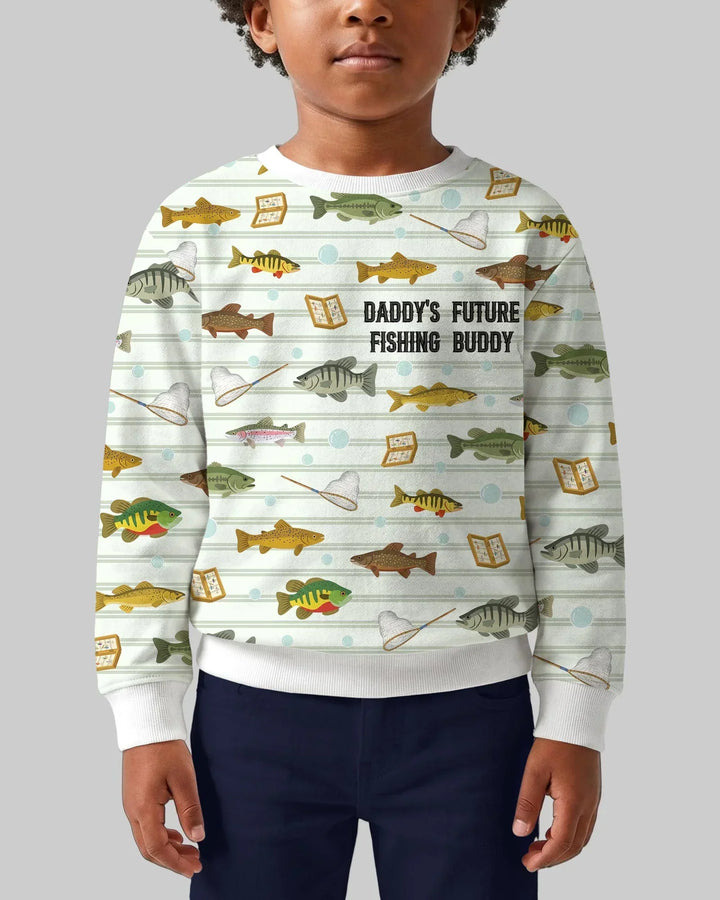 Besticktes Fischer-Papa-Und-Ich-Partnerlook-Bambus-Rundhals-Sweatshirt
