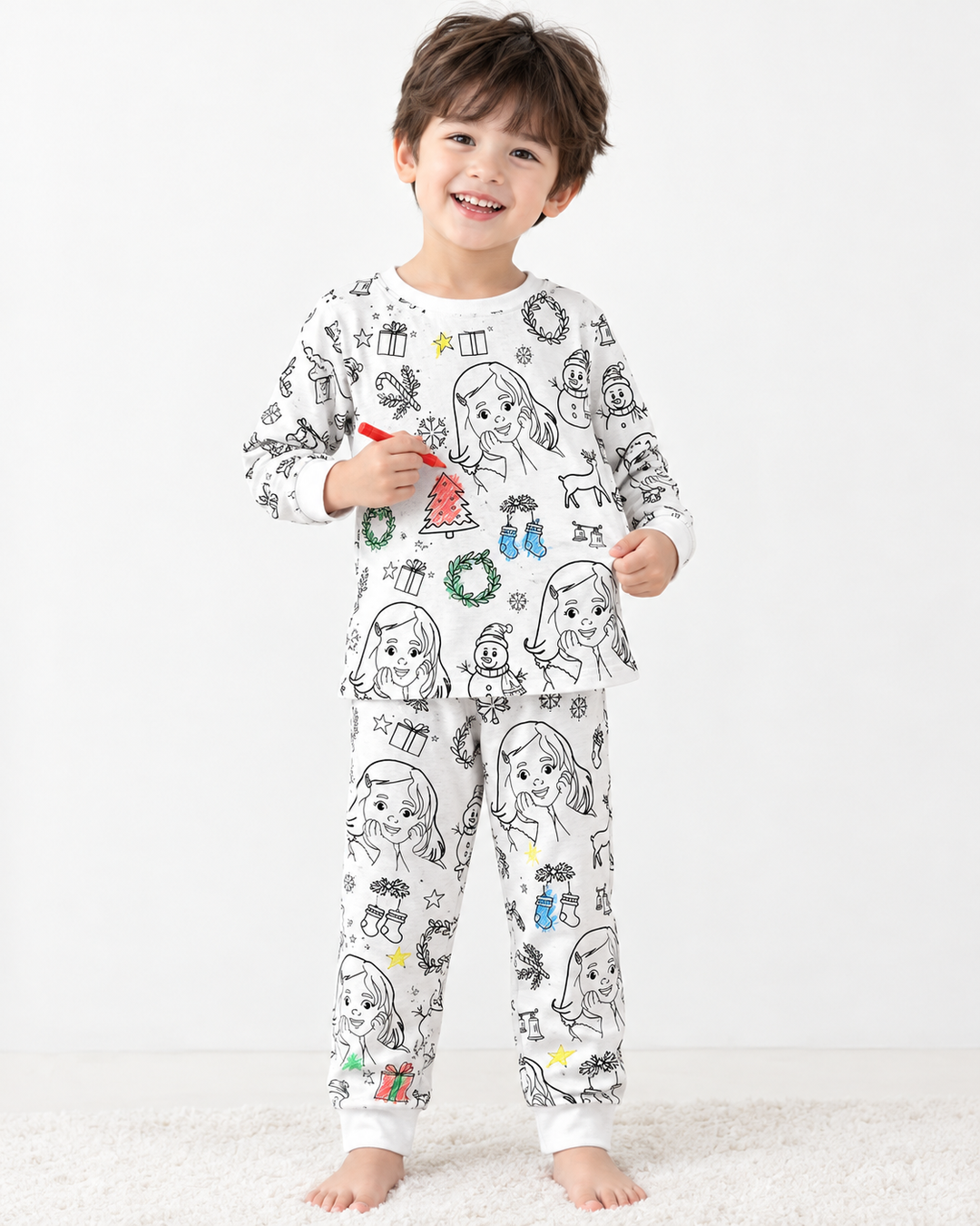 Weihnachtsbrauch Foto Ausmalbarer zweiteiliger Pyjama aus Bambus