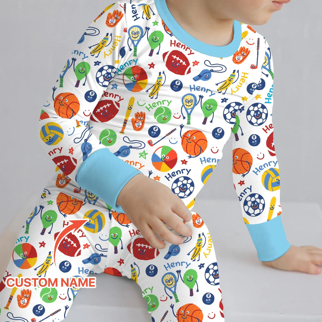 Zweiteiliges Langarm-Pyjama-Set mit Sommerfrüchten