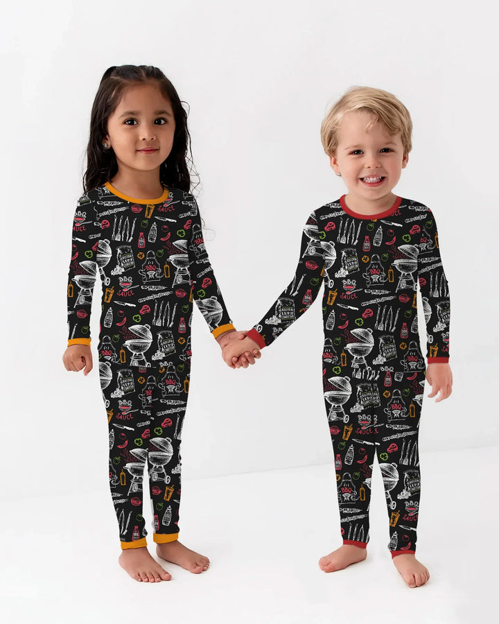 Zweiteiliges Langarm-Pyjama-Set mit Sommerfrüchten