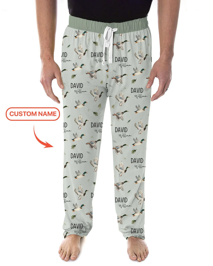 Custom Name Mallard Duck Bamboo Men's Pajama Set