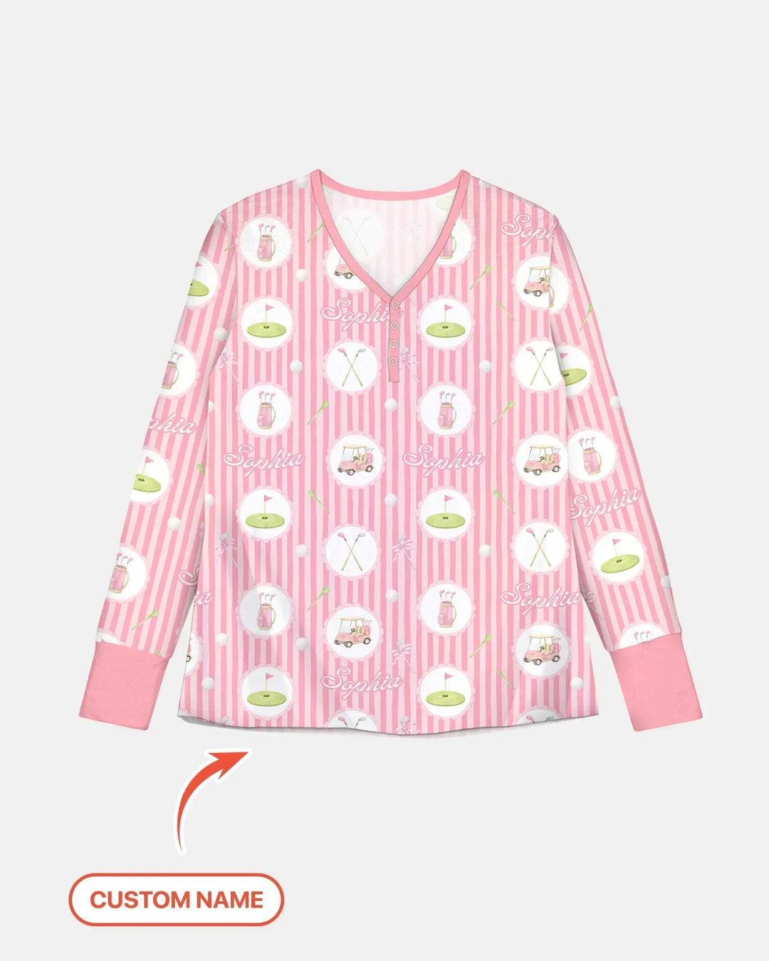 Personalisierter Name Rosa Golfmädchen Bambus Schlafanzug-Set für Damen