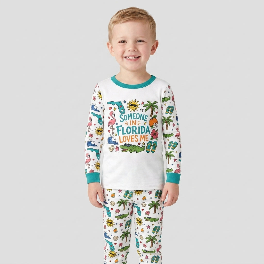 Someone in Florida Loves Me Bamboo Two Piece Long Sleeve Pajama Set - Art