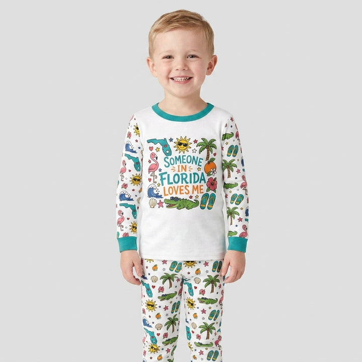 Someone in Florida Loves Me Bamboo Two Piece Long Sleeve Pajama Set - Art